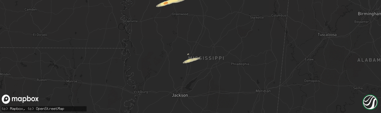 Hail map in Pickens, MS on April 8, 2024