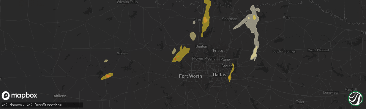 Hail map in Rhome, TX on April 8, 2024