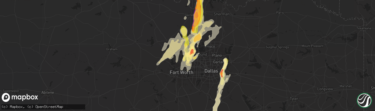 Hail map in Roanoke, TX on April 8, 2024