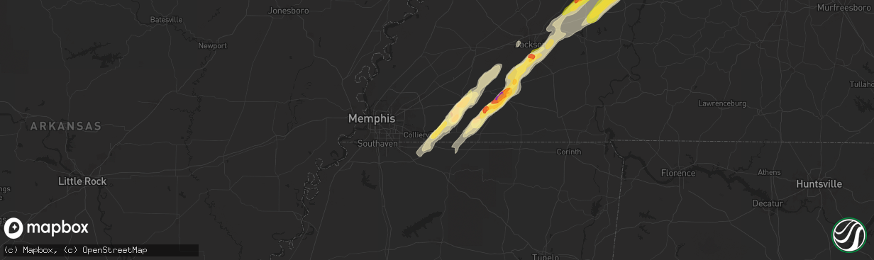Hail map in Rossville, TN on April 8, 2024