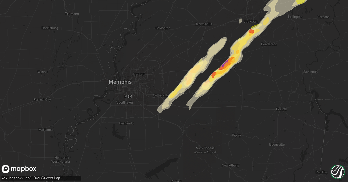 Hail map in Rossville, TN on April 8, 2024