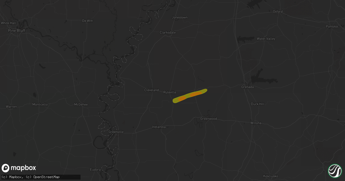 Hail map in Ruleville, MS on April 8, 2024
