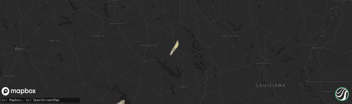 Hail map in San Augustine, TX on April 8, 2024