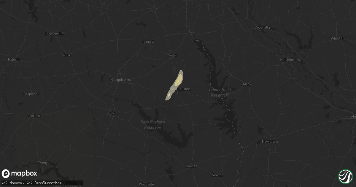 Hail map in San Augustine, TX on April 8, 2024