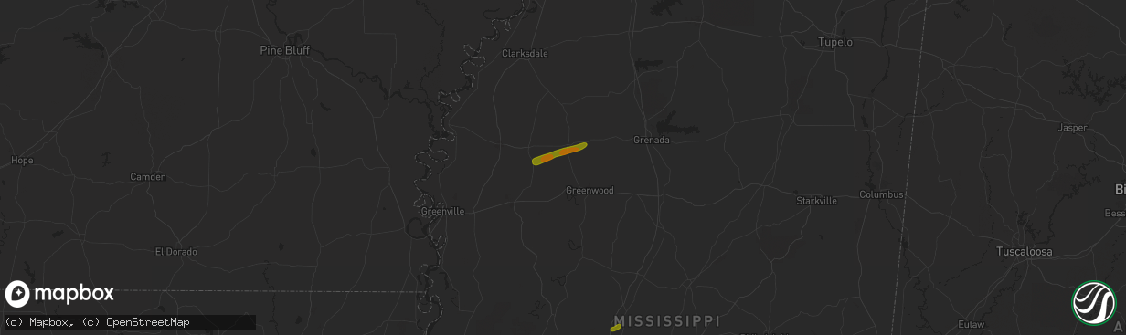 Hail map in Schlater, MS on April 8, 2024