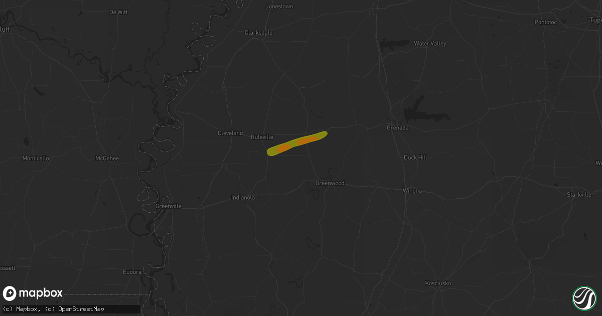 Hail map in Schlater, MS on April 8, 2024