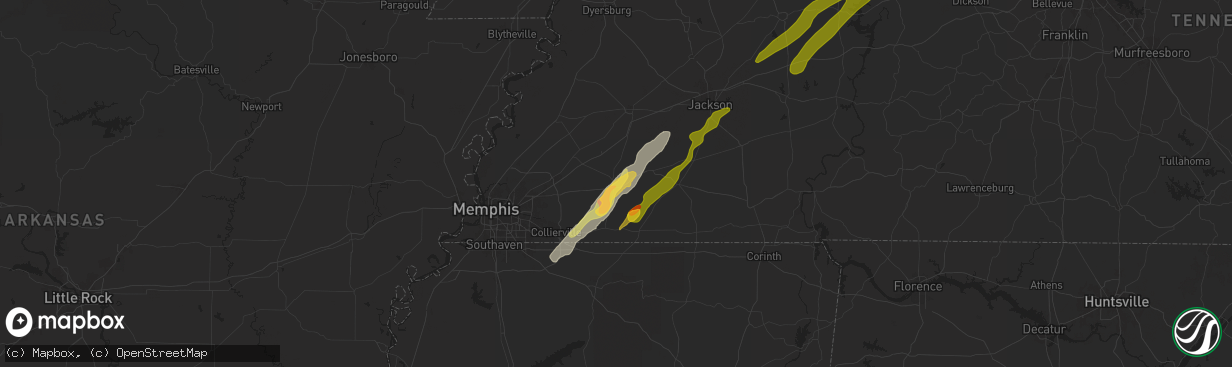 Hail map in Somerville, TN on April 8, 2024