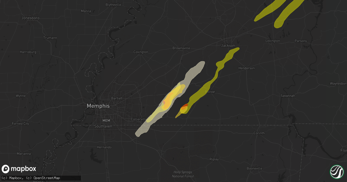Hail map in Somerville, TN on April 8, 2024