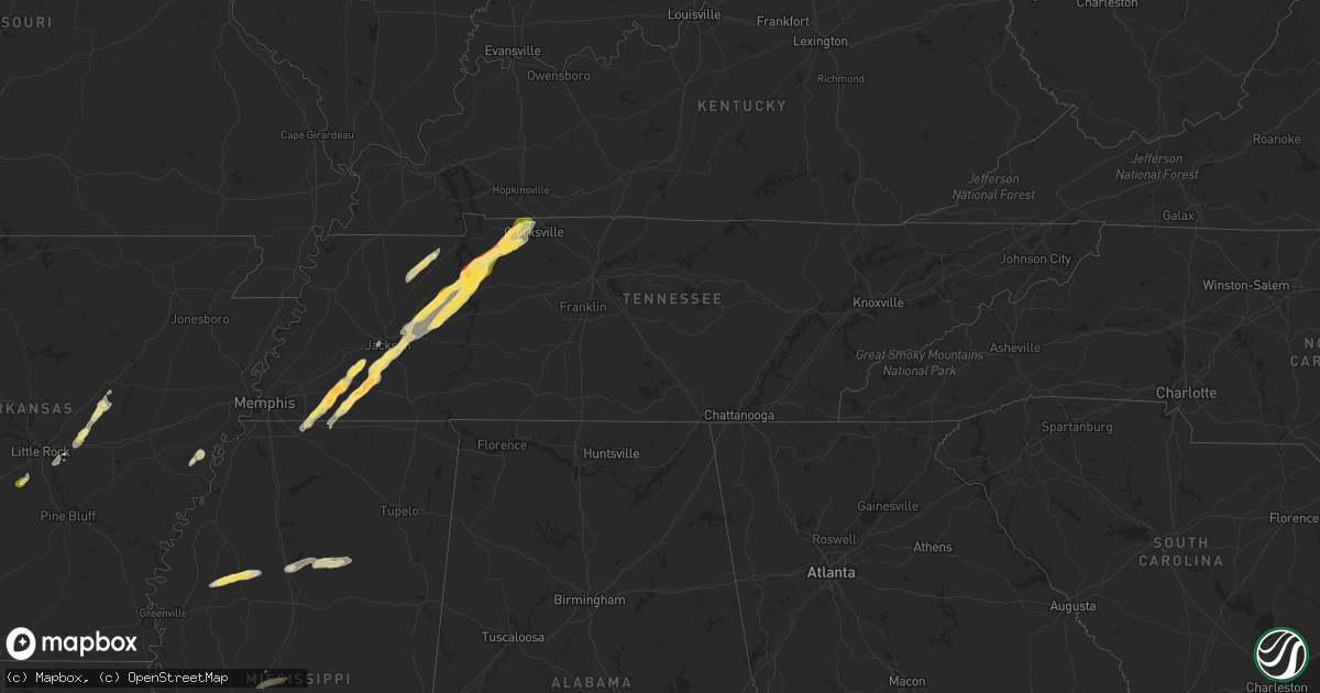 Hail map in Tennessee on April 8, 2024