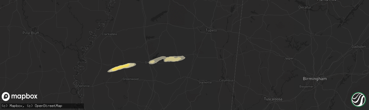 Hail map in Vardaman, MS on April 8, 2024