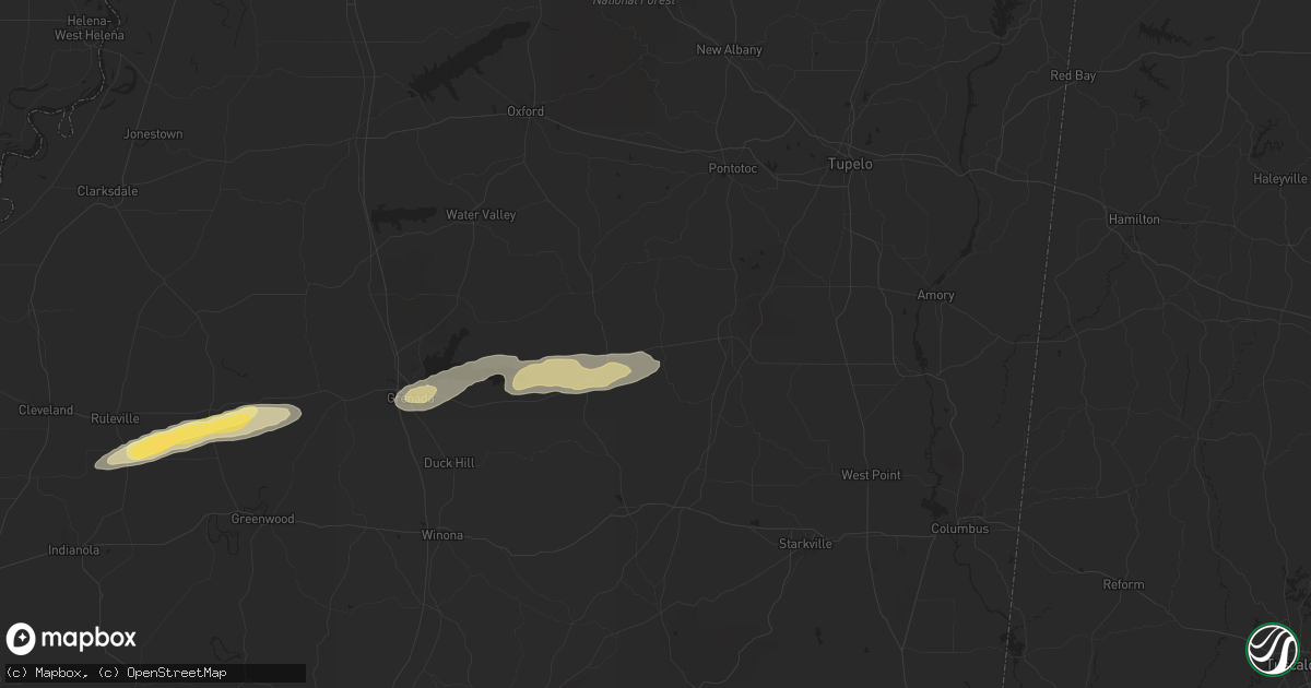 Hail map in Vardaman, MS on April 8, 2024
