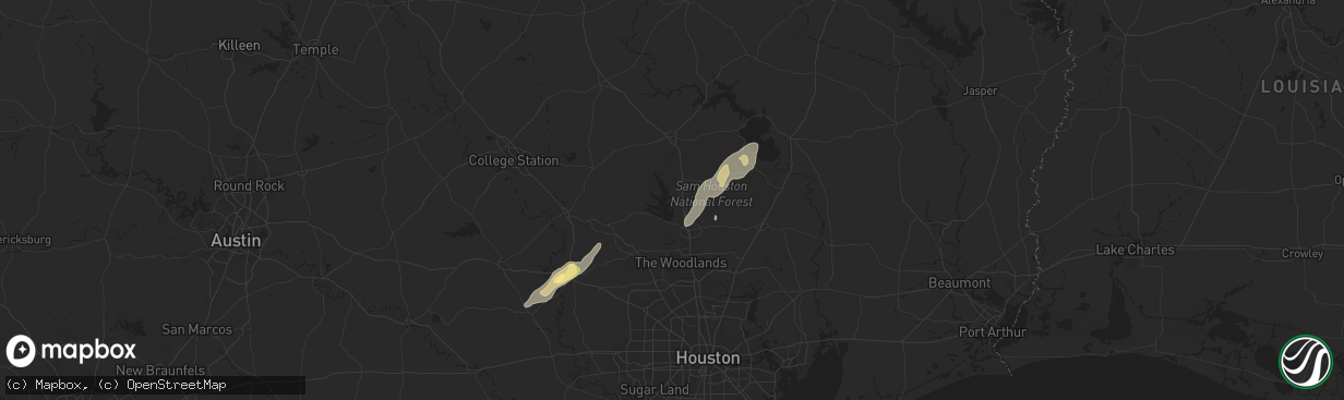 Hail map in Willis, TX on April 8, 2024