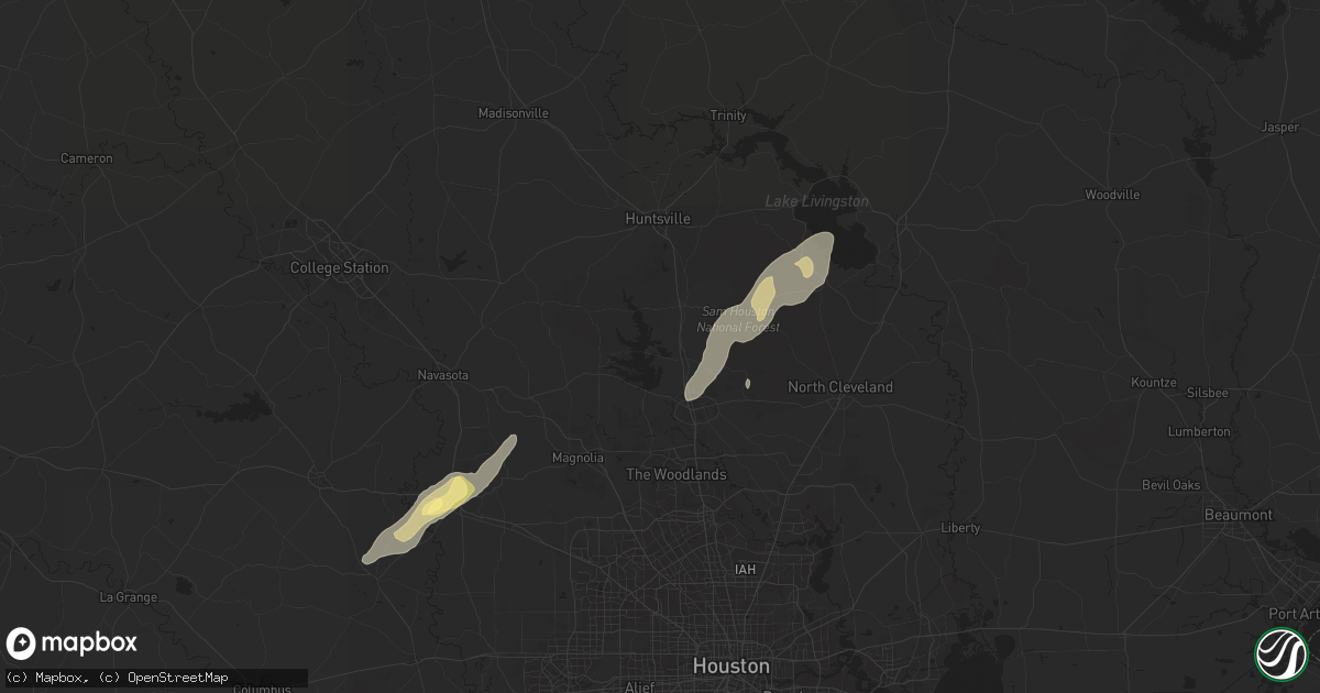 Hail map in Willis, TX on April 8, 2024