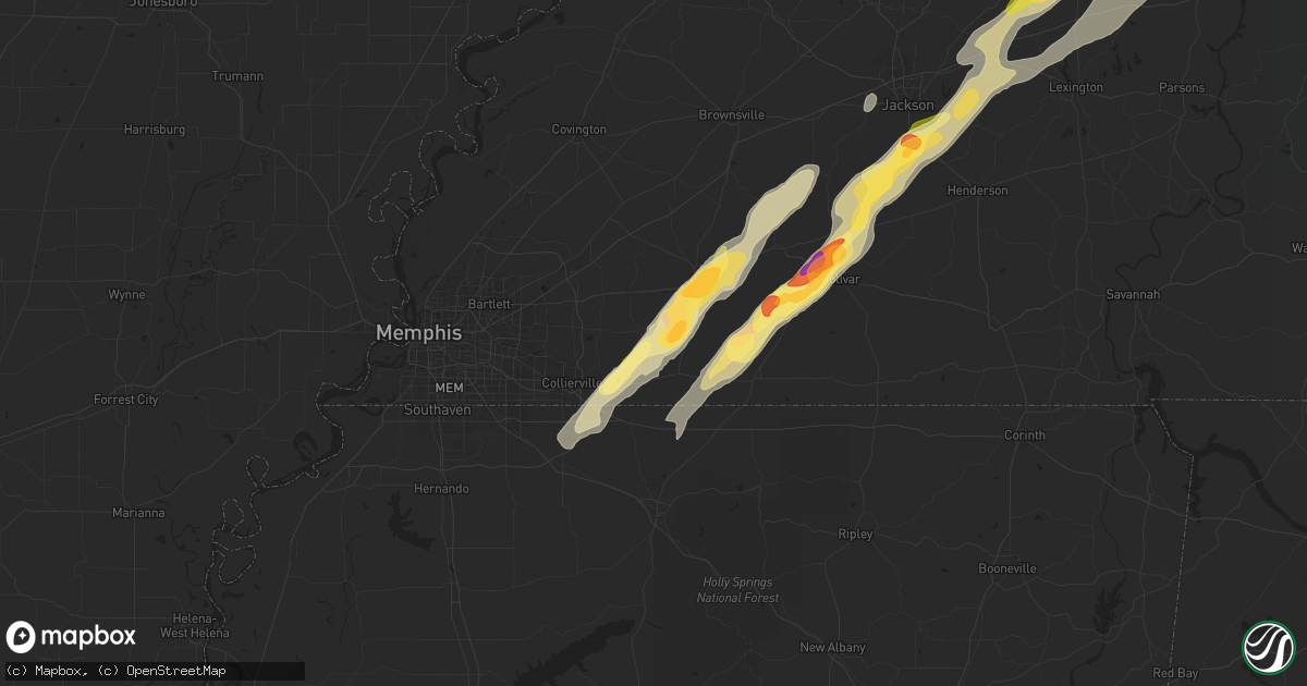 Hail map in Williston, TN on April 8, 2024