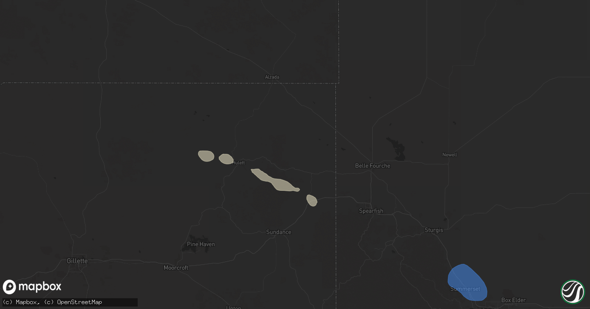Hail map in Aladdin, WY on April 8, 2025