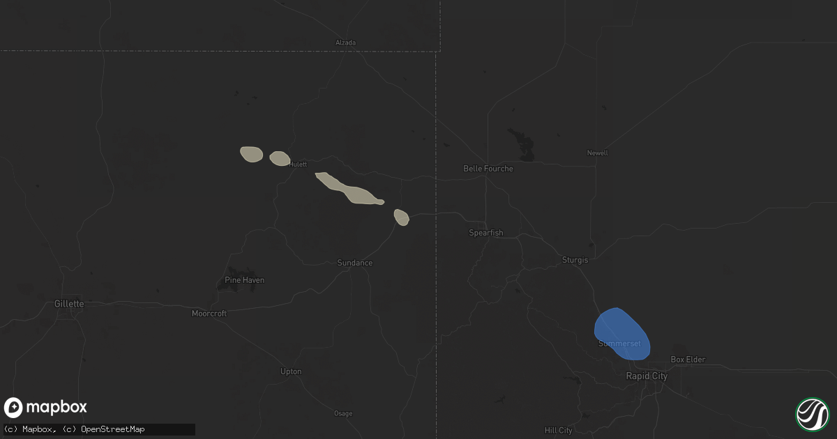 Hail map in Beulah, WY on April 8, 2025
