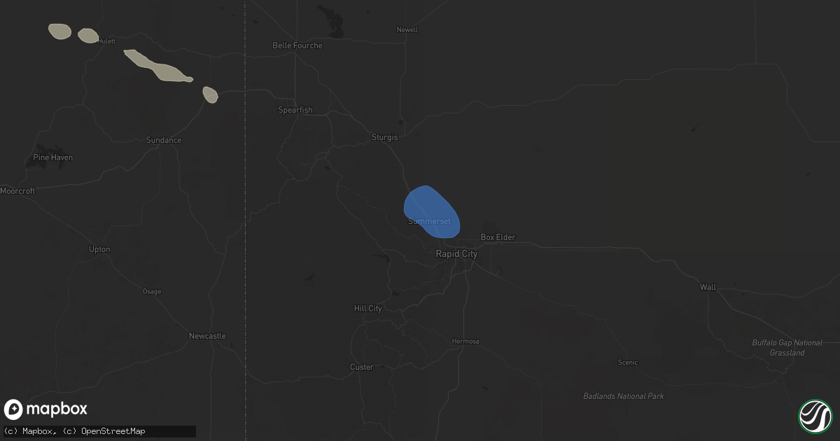 Hail map in Black Hawk, SD on April 8, 2025