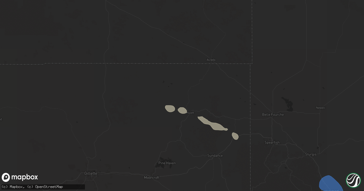 Hail map in Hulett, WY on April 8, 2025
