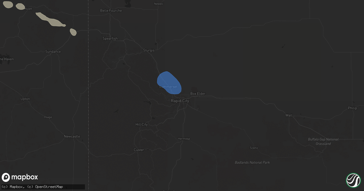 Hail map in Rapid City, SD on April 8, 2025