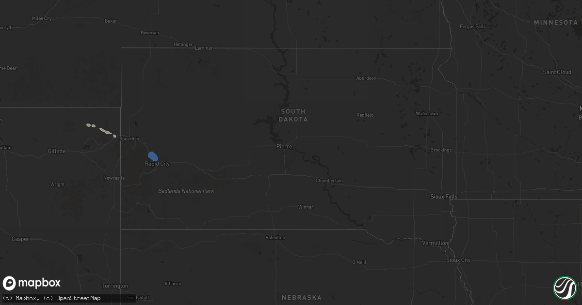 Hail map in South Dakota on April 8, 2025