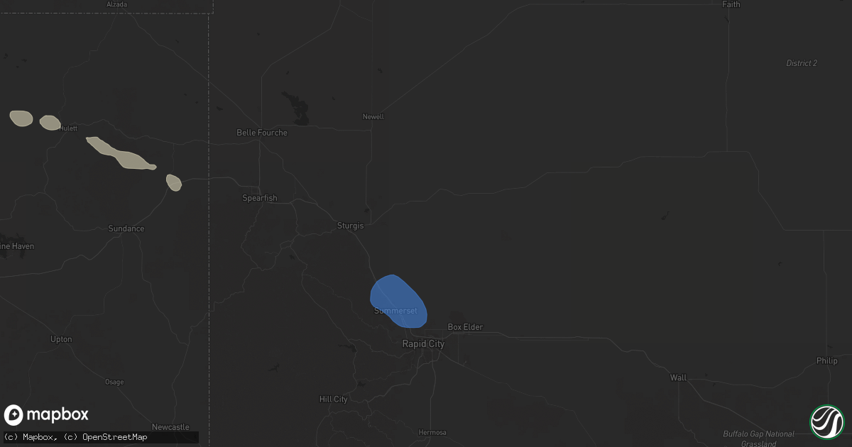 Hail map in Sturgis, SD on April 8, 2025