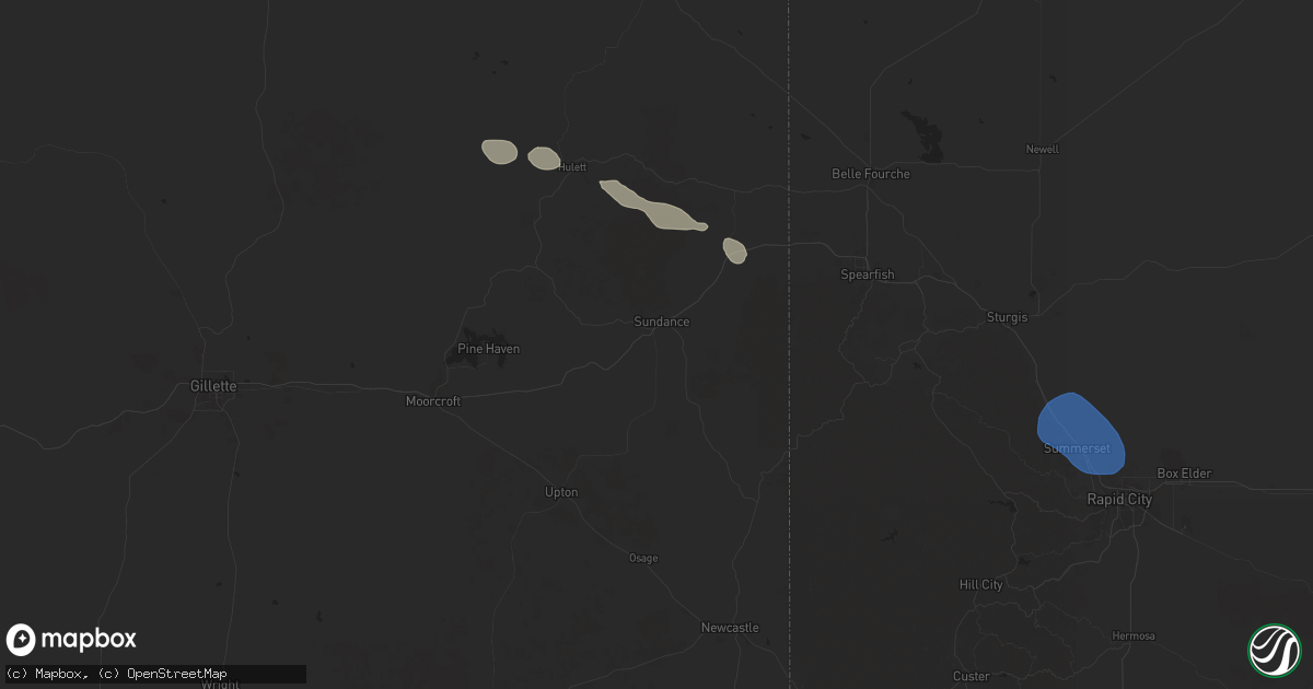 Hail map in Sundance, WY on April 8, 2025