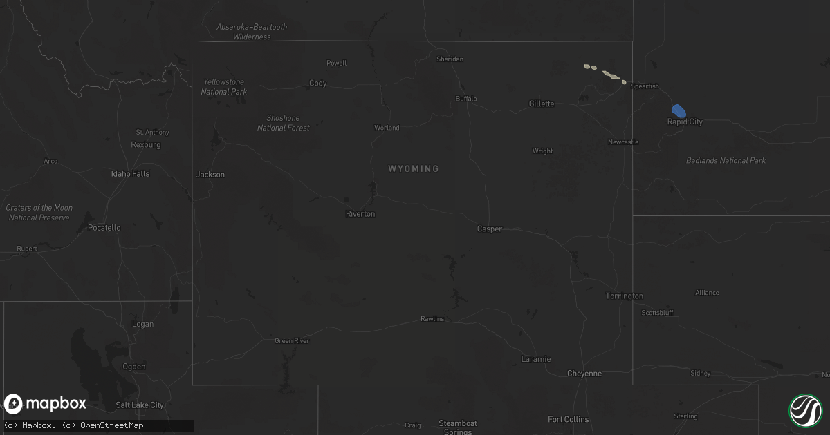 Hail map in Wyoming on April 8, 2025