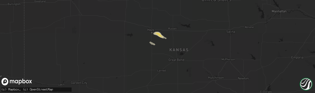 Hail map in Bison, KS on April 8, 2026