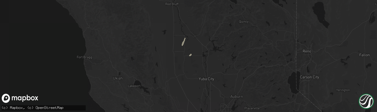 Hail map in Butte City, CA on April 8, 2026