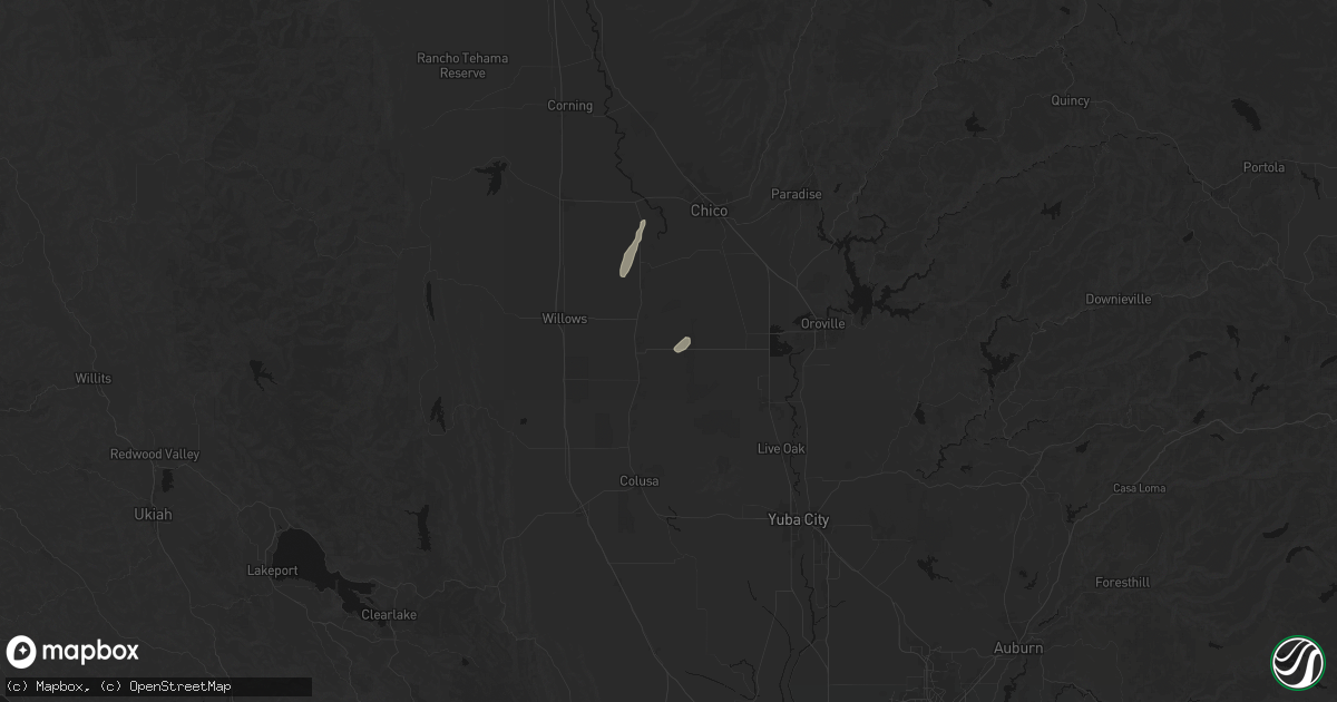 Hail map in Butte City, CA on April 8, 2026