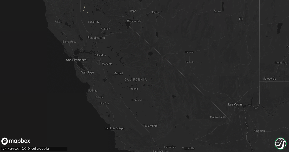 Hail map in California on April 8, 2026