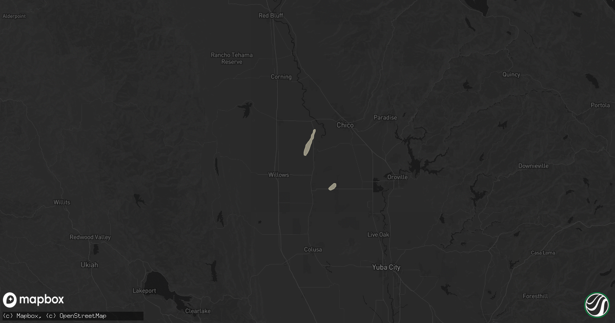 Hail map in Glenn, CA on April 8, 2026