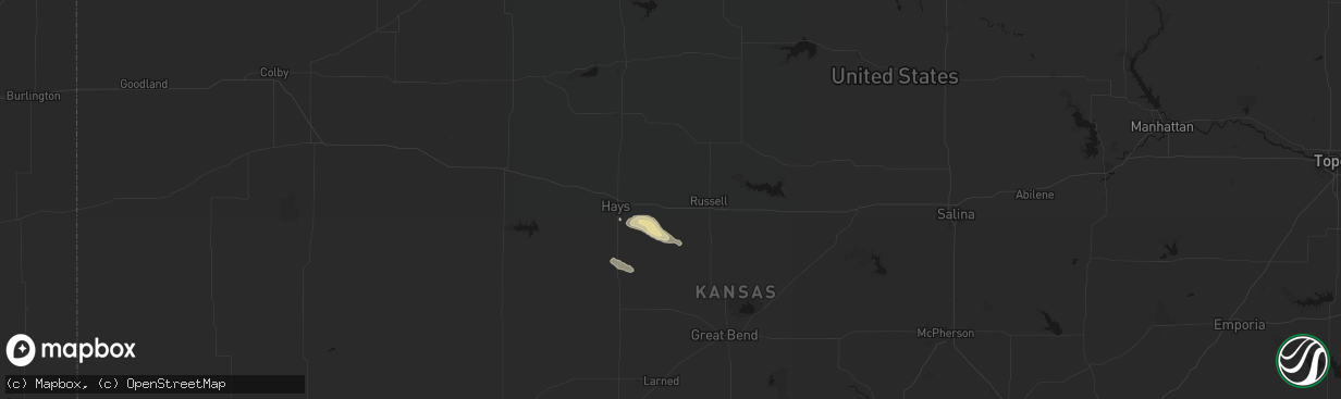 Hail map in Gorham, KS on April 8, 2026