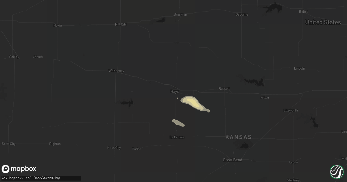 Hail map in Hays, KS on April 8, 2026