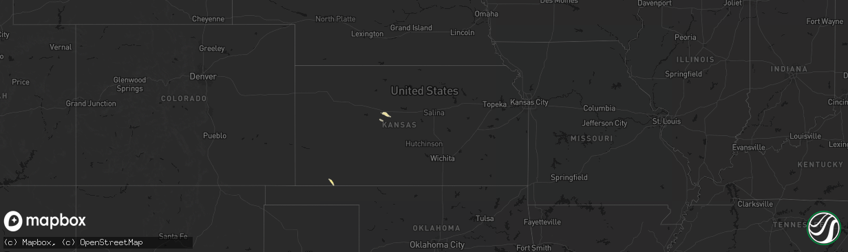 Hail map in Kansas on April 8, 2026