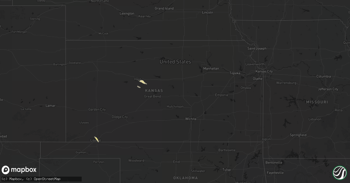 Hail map in Kansas on April 8, 2026