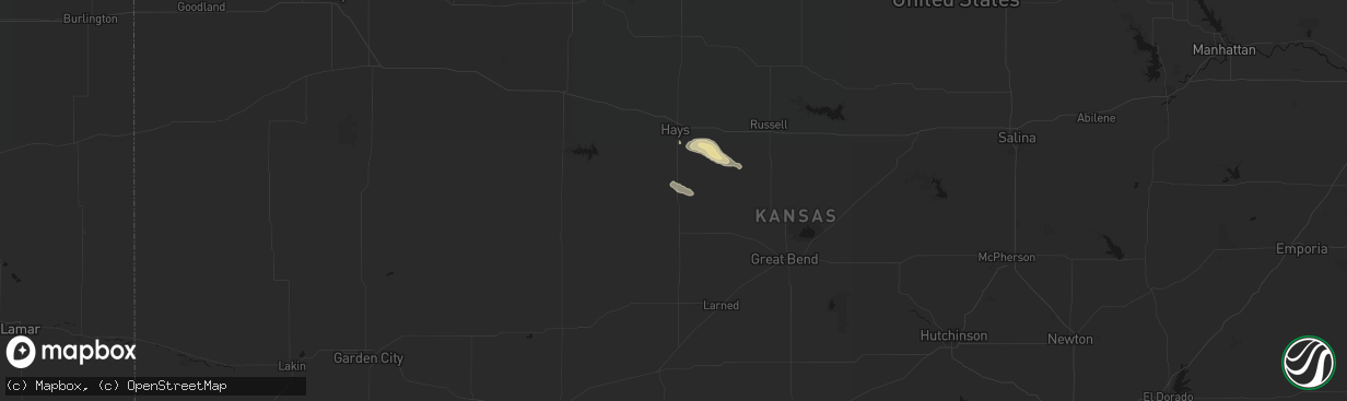Hail map in La Crosse, KS on April 8, 2026