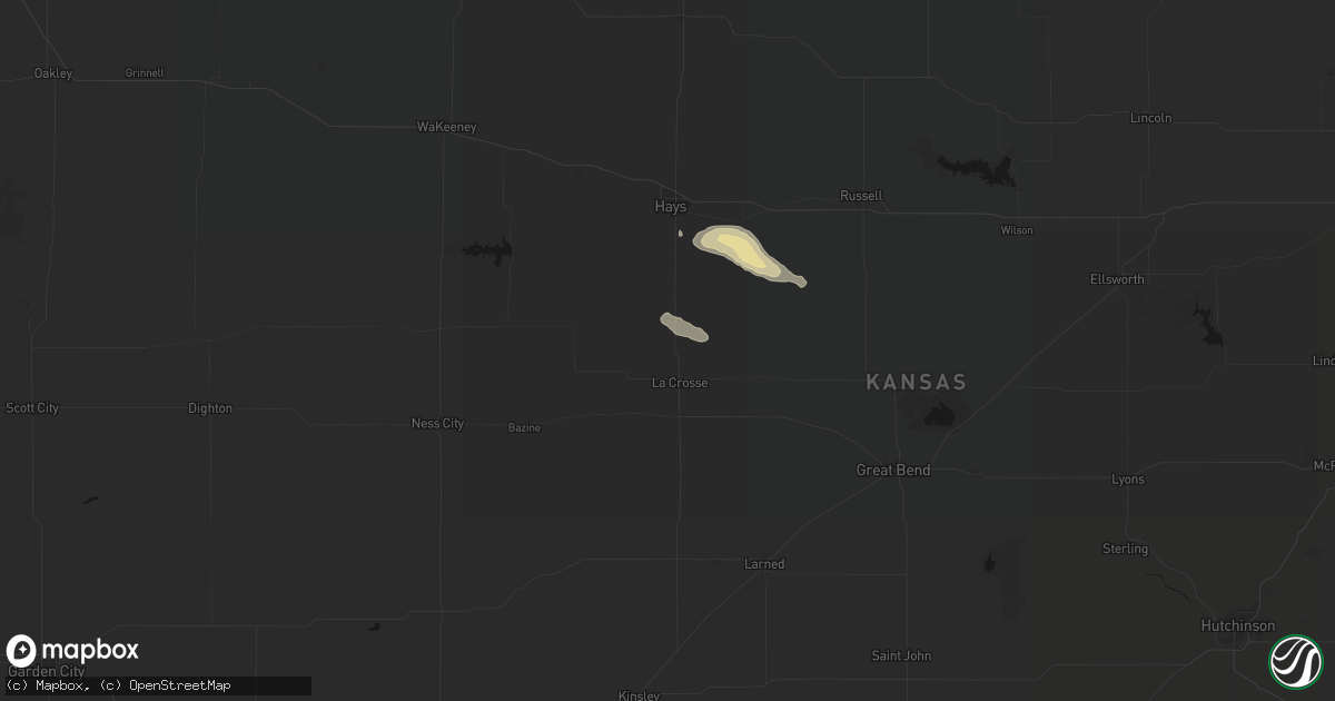 Hail map in La Crosse, KS on April 8, 2026