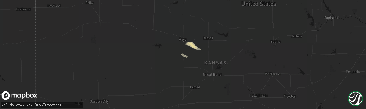 Hail map in Liebenthal, KS on April 8, 2026