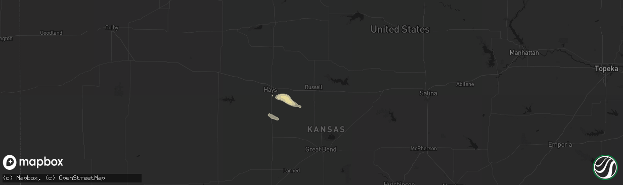 Hail map in Russell, KS on April 8, 2026