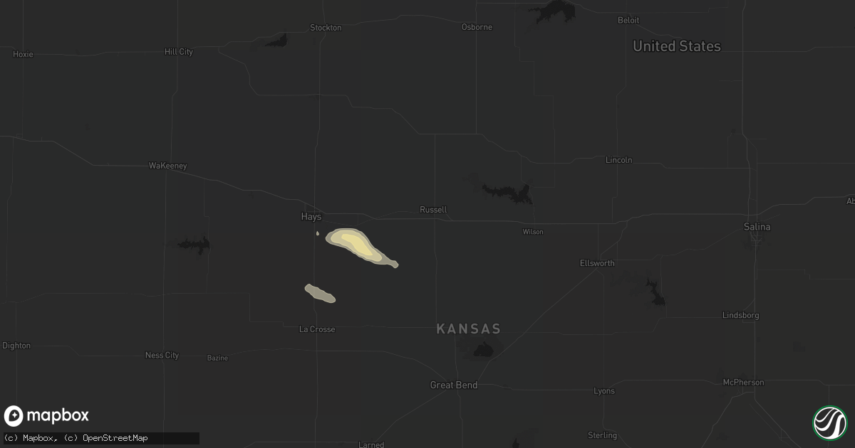 Hail map in Russell, KS on April 8, 2026
