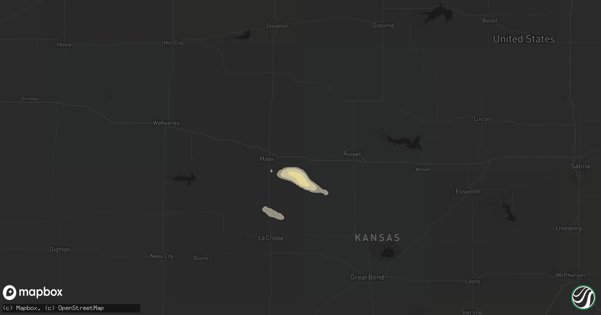 Hail map in Victoria, KS on April 8, 2026