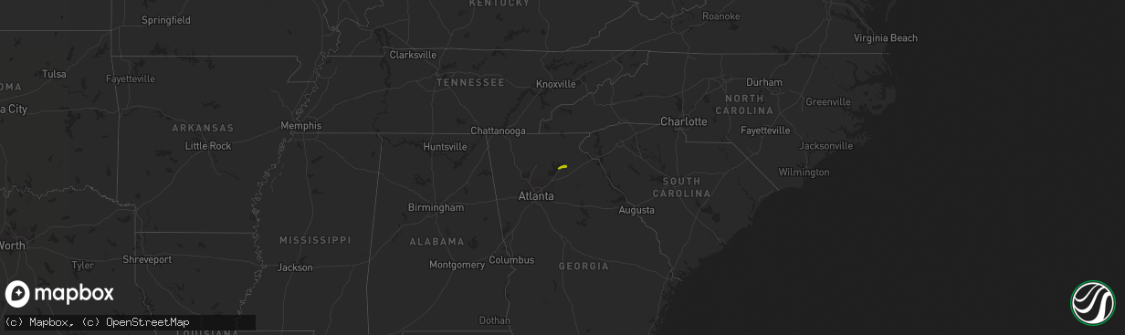 Hail map in Georgia on April 9, 2009