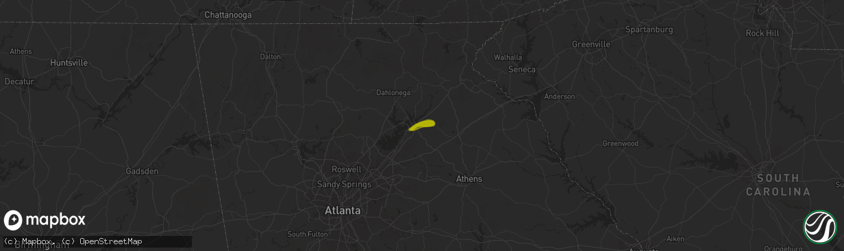 Hail map in Lula, GA on April 9, 2009