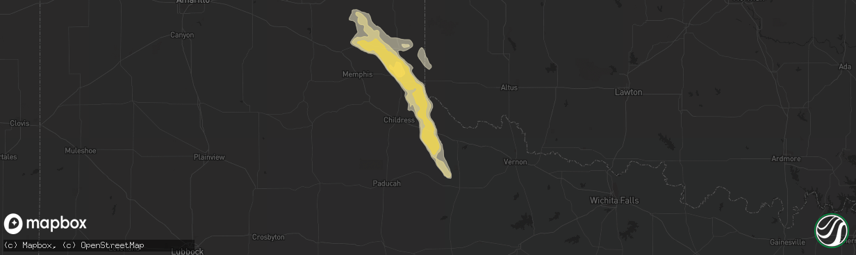 Hail map in Cedar Vale, KS on April 9, 2012