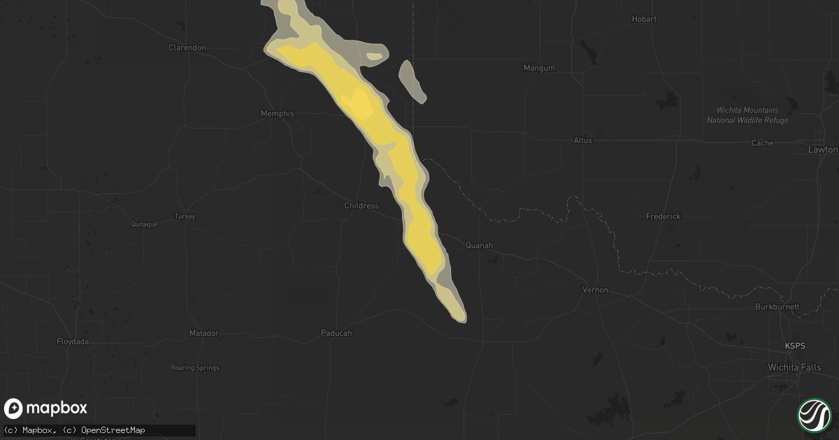 Hail map in Vici, OK on April 9, 2012