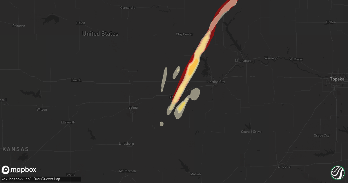 Hail map in Abilene, KS on April 9, 2013