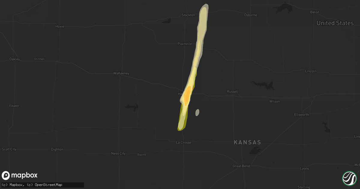 Hail map in Hays, KS on April 9, 2013
