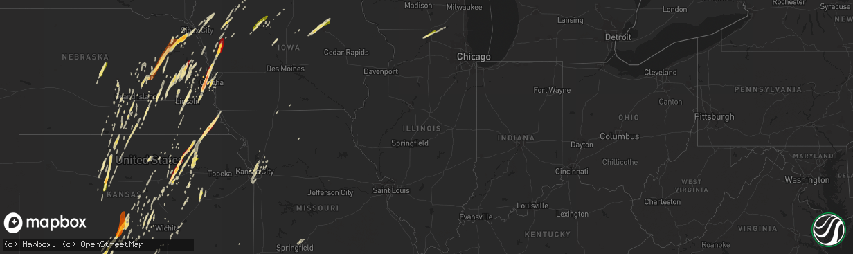 Hail map in Illinois on April 9, 2013