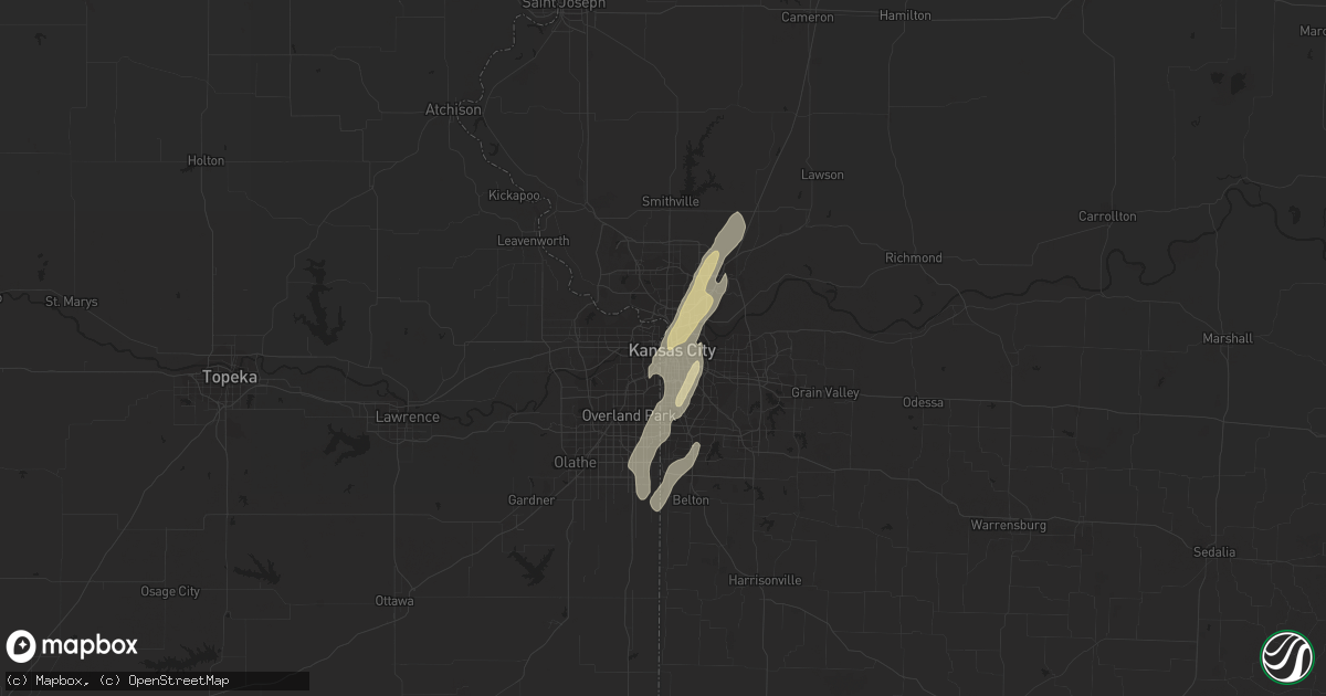 Hail map in Kansas City, MO on April 9, 2013
